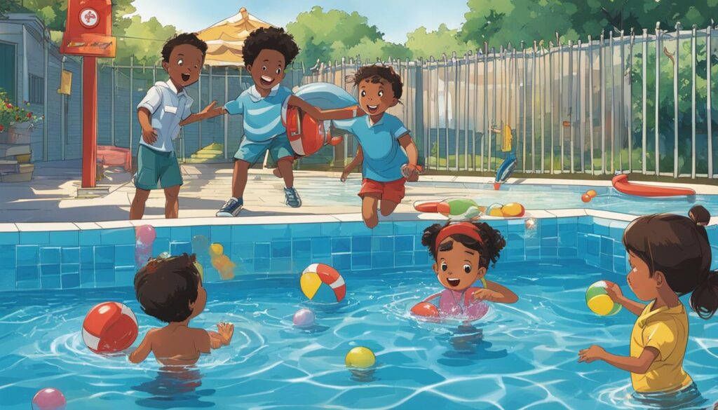 designer pool covers Children Engaging in Summer Pool Activities